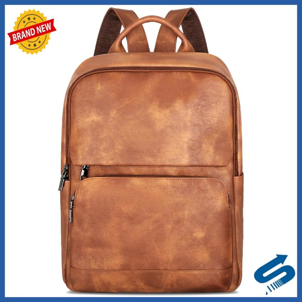 Vintage Leather Backpack Purse Laptop Bag Chic Retro Elegant Travel Work